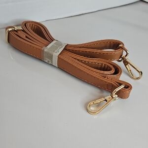 Brown Adjustable Bag Strap with Gold Clasps
